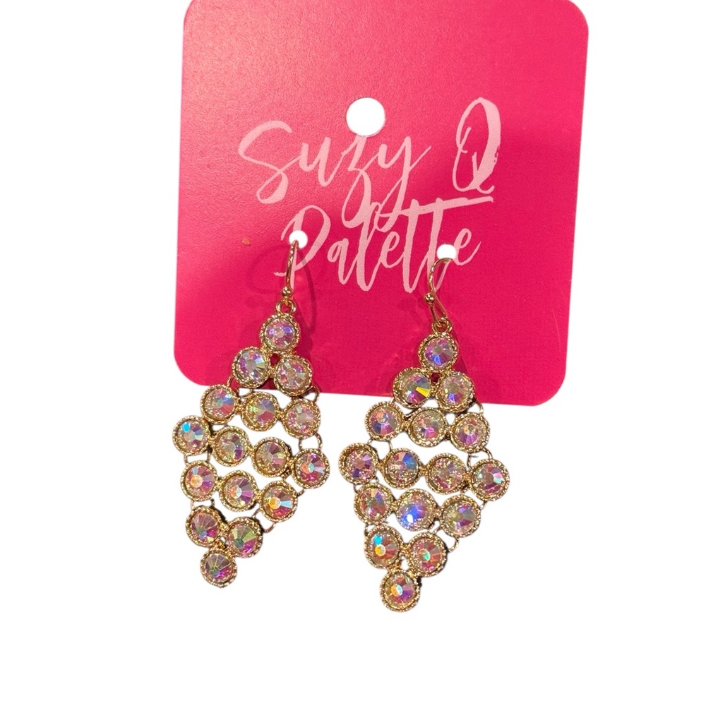 Suzy Q Palette Gold and AB Crystals Earrings